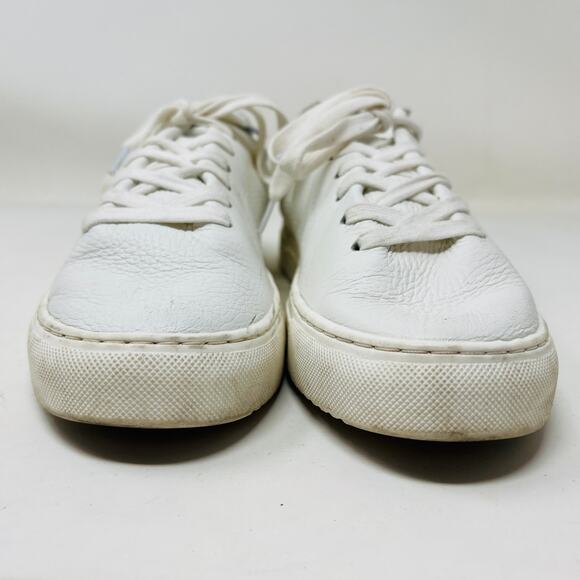 Sam Edelman Soft LEather Sneaker Lace Up Shoe White Raw Edge Casual - 8 - Picture 4 of 8